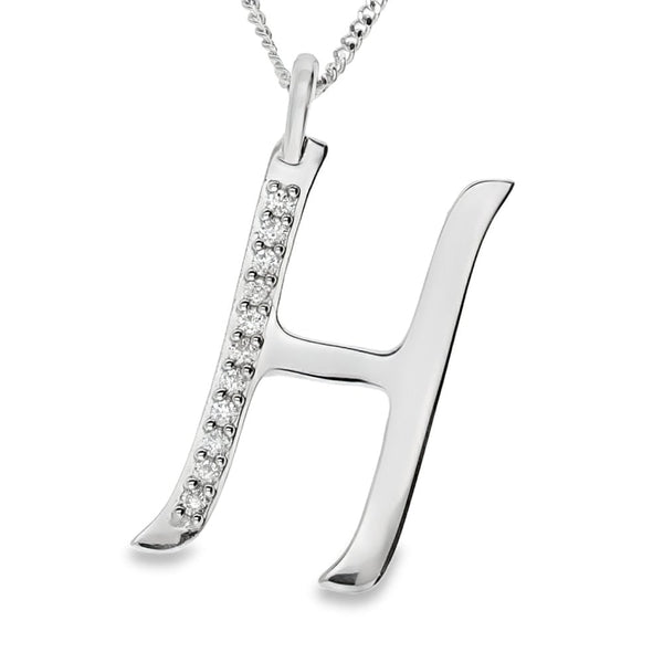 9ct Gold Diamond Initial Pendant & Chain