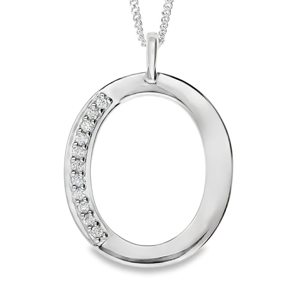 9ct Gold Diamond Initial Pendant & Chain