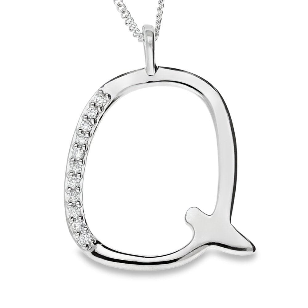 9ct Gold Diamond Initial Pendant & Chain