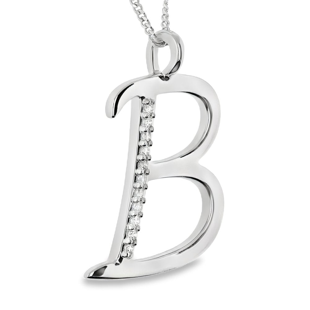 9ct Gold Diamond Initial Pendant & Chain