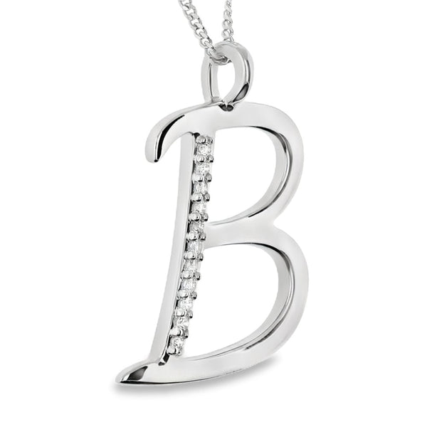 9ct Gold Diamond Initial Pendant & Chain