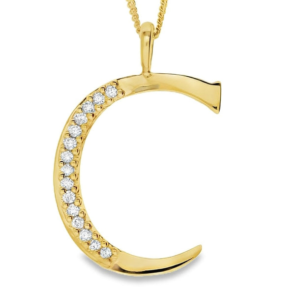 9ct Gold Diamond Initial Pendant & Chain