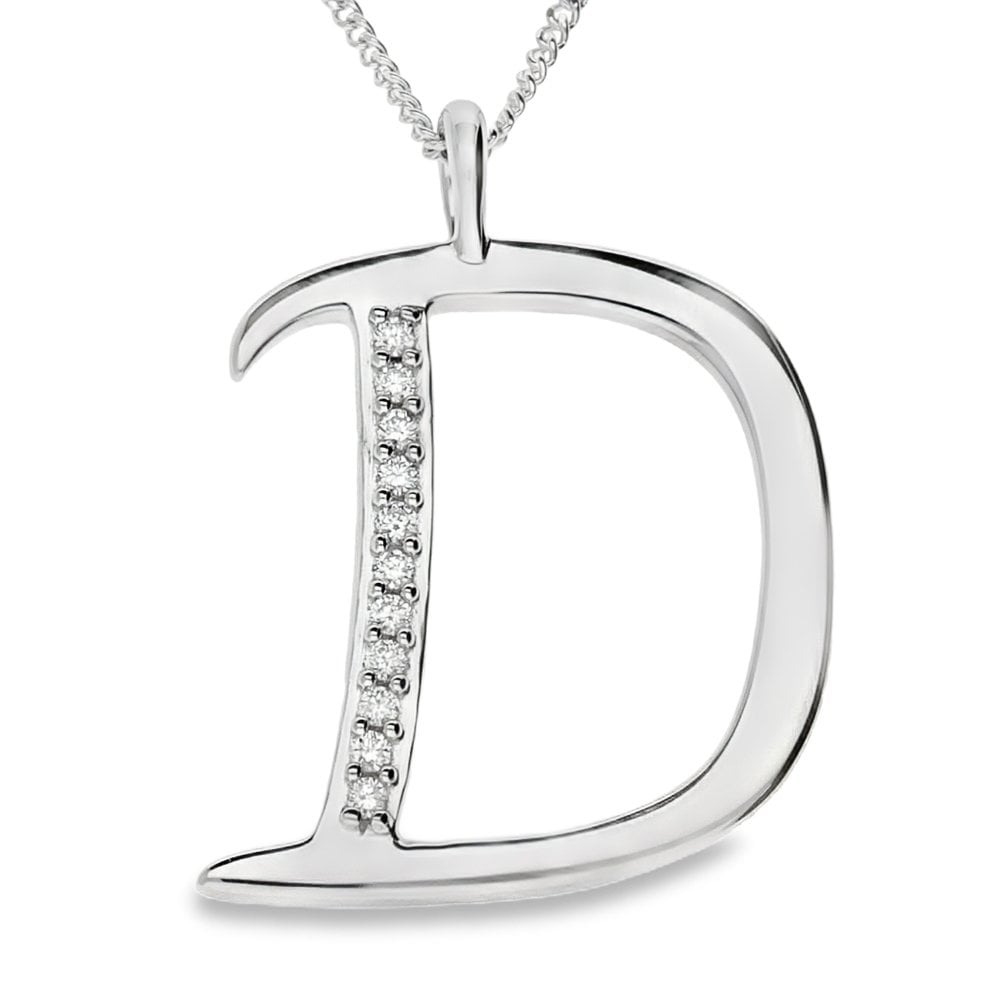 9ct Gold Diamond Initial Pendant & Chain