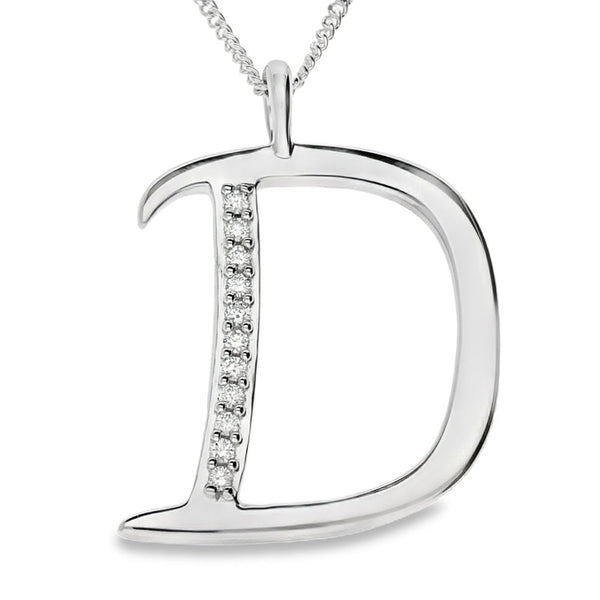 9ct Gold Diamond Initial Pendant & Chain