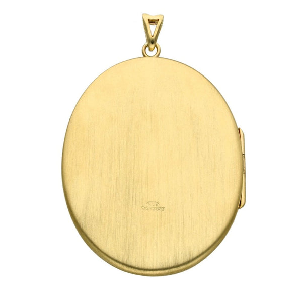 9ct Yellow Gold Large Flat Floral Locket - 15.8g