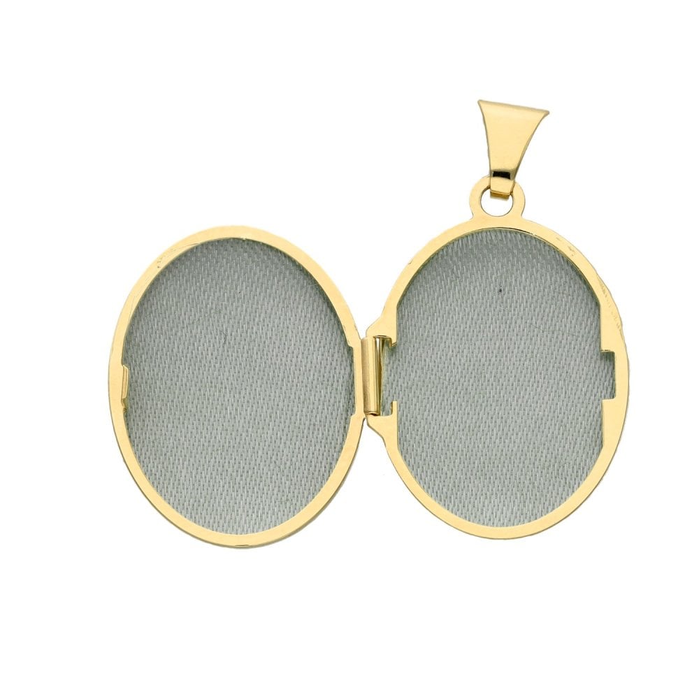 9ct Yellow Gold Small Oval Patterned Locket - 1.7g
