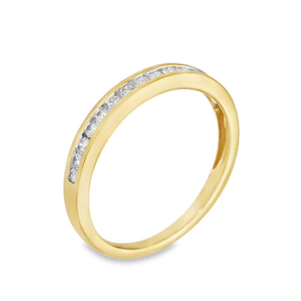 18ct Yellow Gold Half-Eternity Diamond Ring - Size N½ - 0.23ct