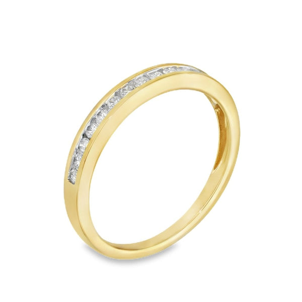 18ct Yellow Gold Half-Eternity Diamond Ring - Size N½ - 0.23ct