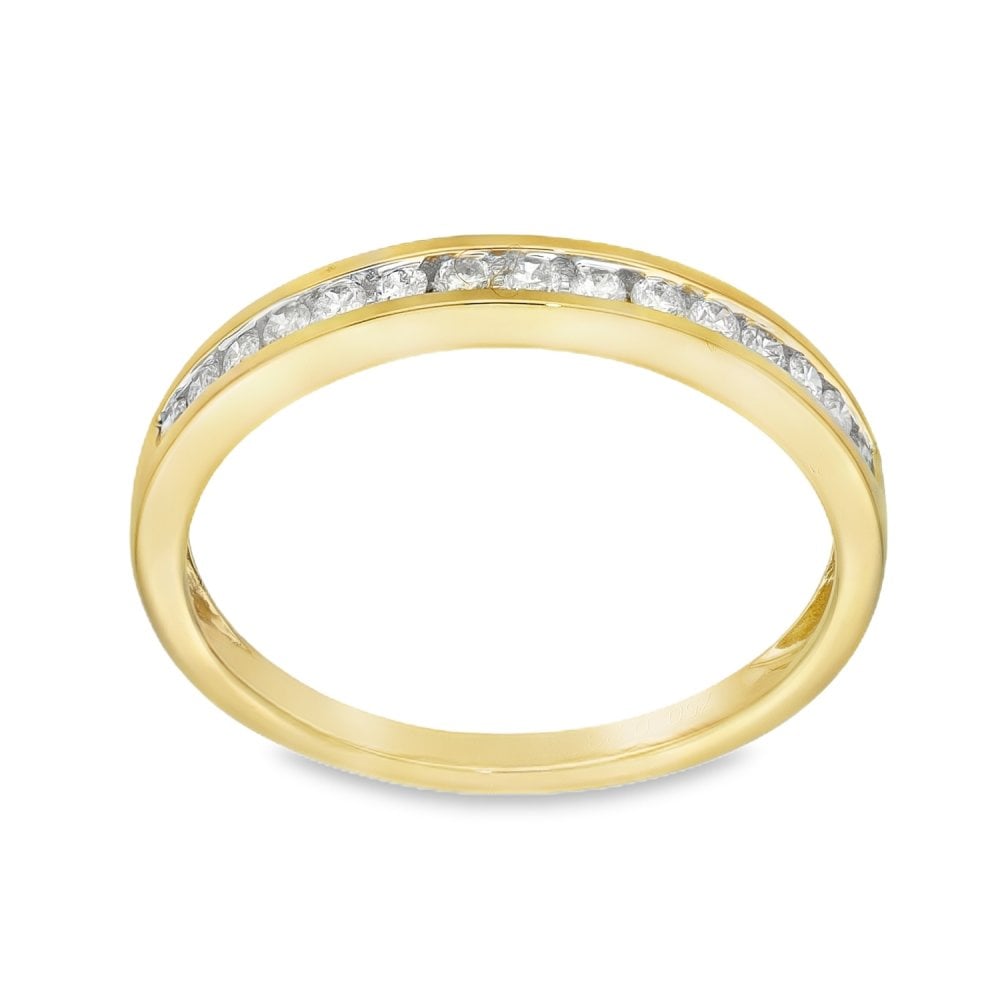 18ct Yellow Gold Half-Eternity Diamond Ring - Size N½ - 0.23ct