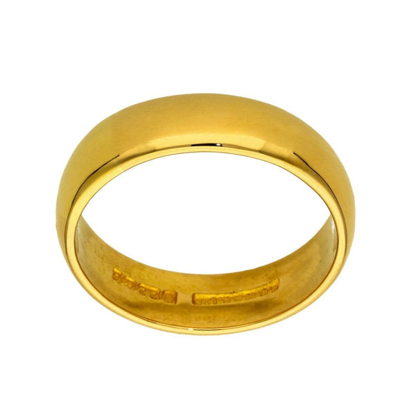Gents 22ct Yellow Gold Wedding Band - Size T½ - 6mm