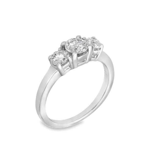 14ct White Gold Diamond Trilogy Ring - Size J - 0.81ct
