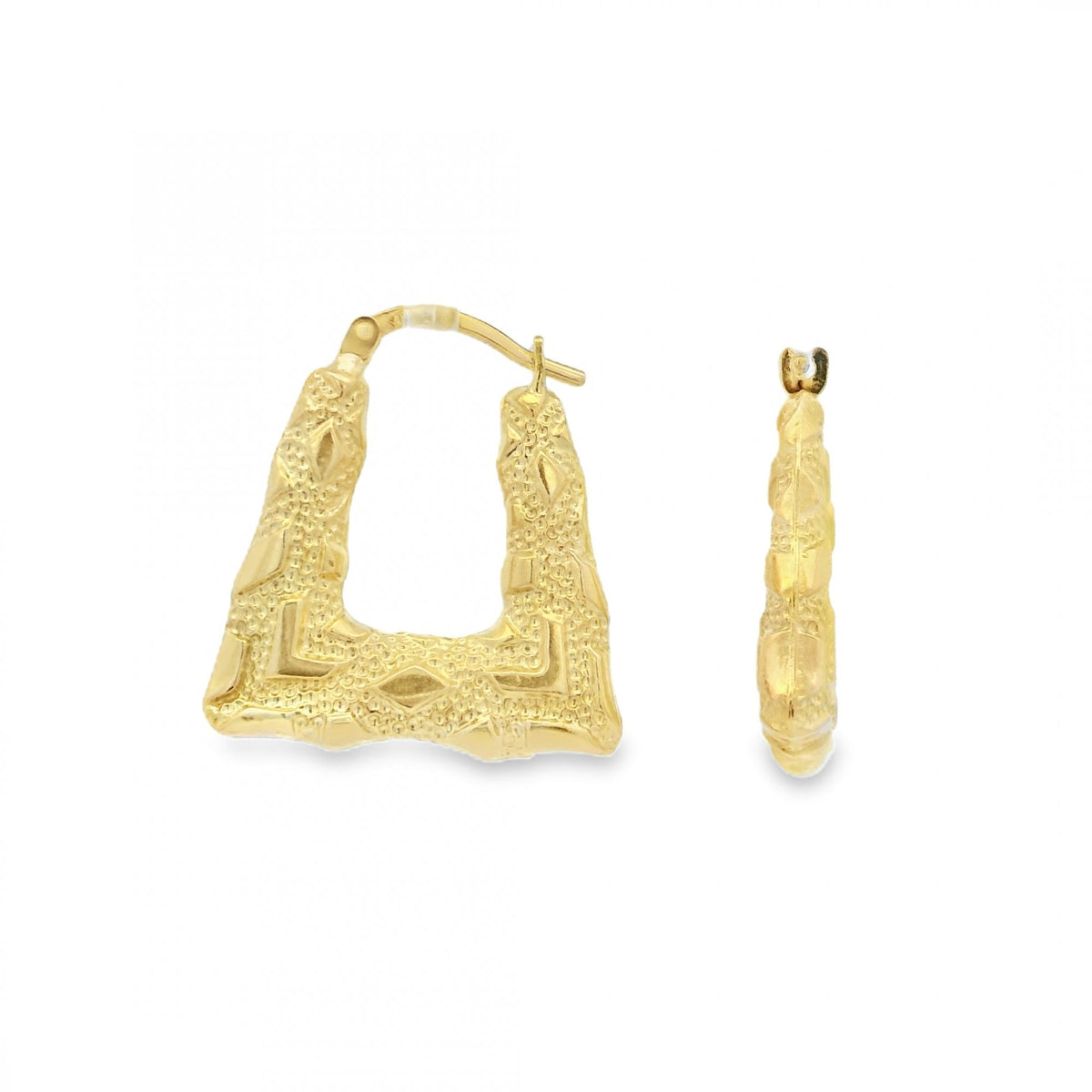 9ct Yellow Gold Hollow Creole Earrings - 19x21x4mm - 1.6g