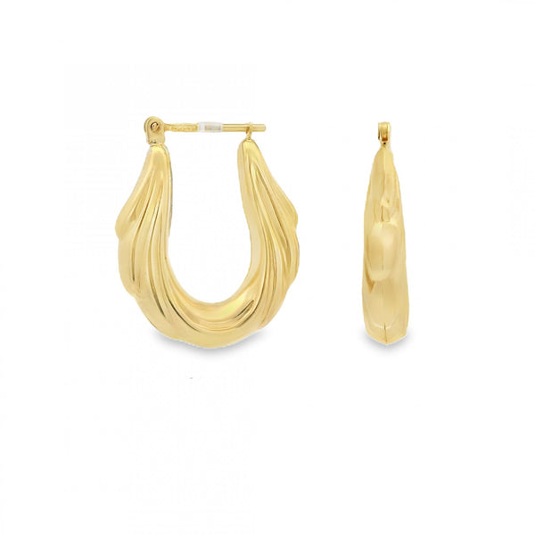 9ct Yellow Gold Waterfall Creole Earrings - 21x25x5mm - 2.2g