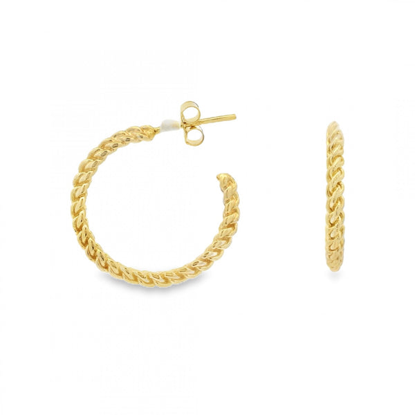 9ct Yellow Gold Rope Hoop Earrings - 21x21mm - 3.1g