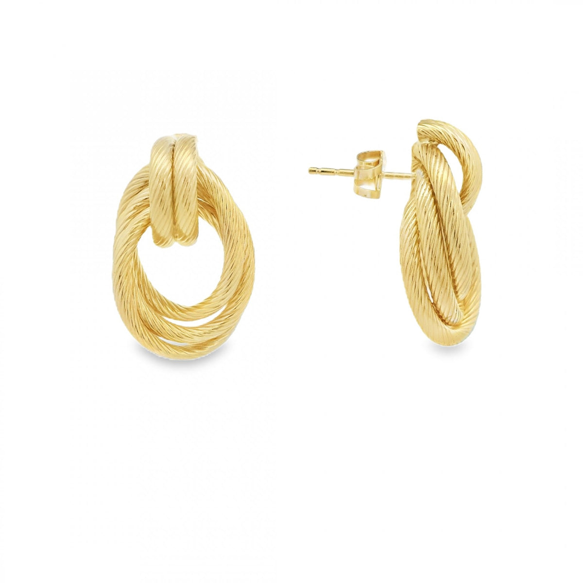 9ct Yellow Gold Double Rope Knot Earrings - 14x23x8mm - 3.0g