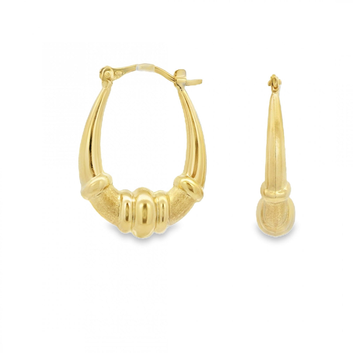 9ct Yellow Gold Creole Earrings - 19x26x6mm - 1.7g