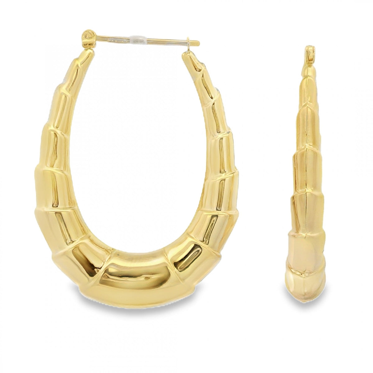 9ct Yellow Gold Large Oval Creole Earrings - 31x42x7mm - 4.3g