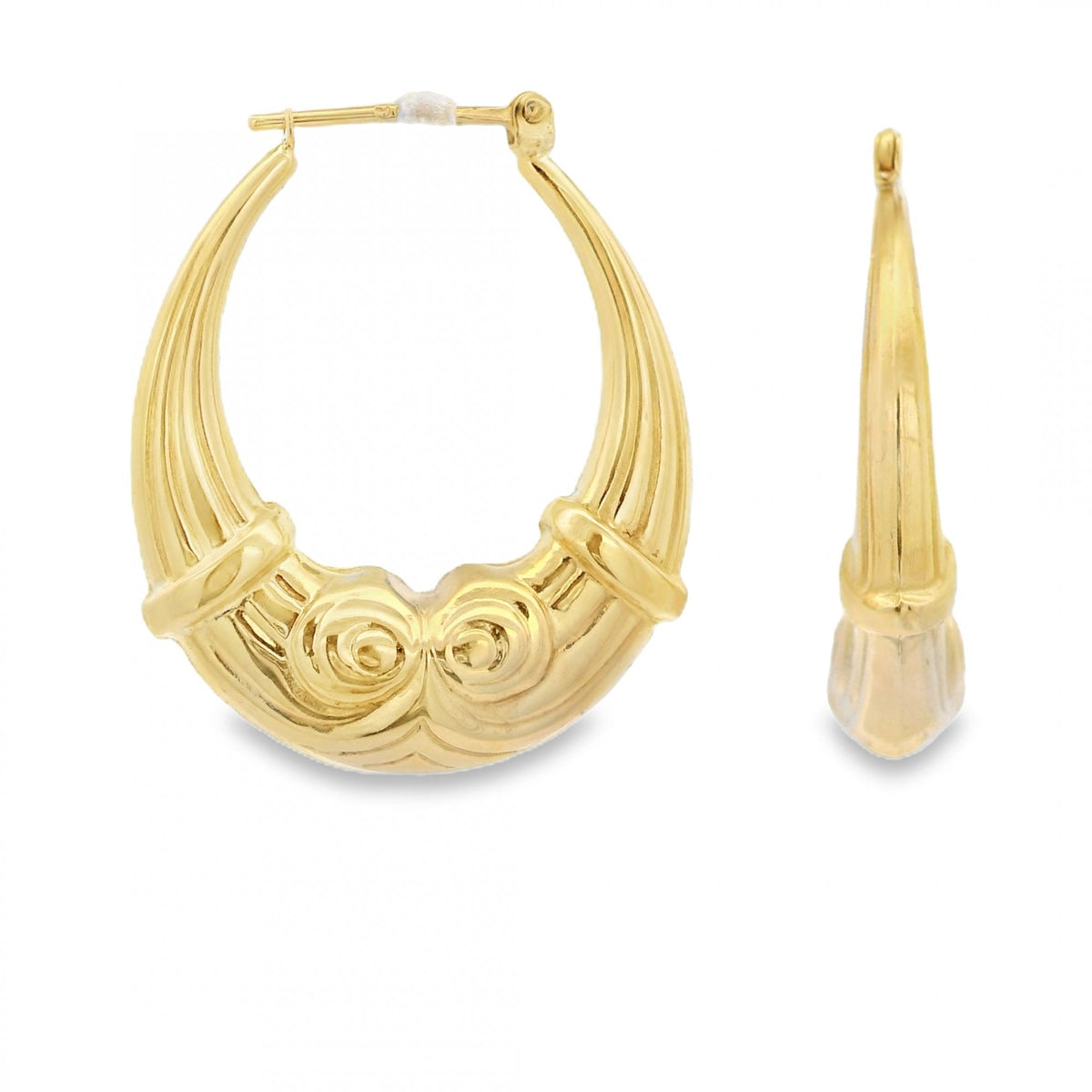 9ct Yellow Gold Creole Earrings - 27x32x7mm - 3.2g