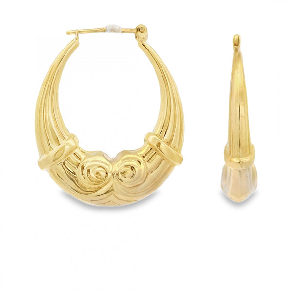 9ct Yellow Gold Creole Earrings - 27x32x7mm - 3.2g