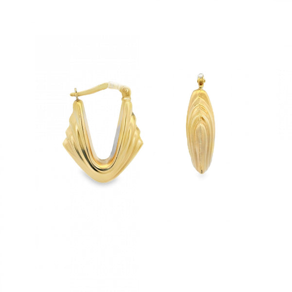 9ct Yellow Gold Oval Creole Earrings - 17x21x6mm - 2.0g