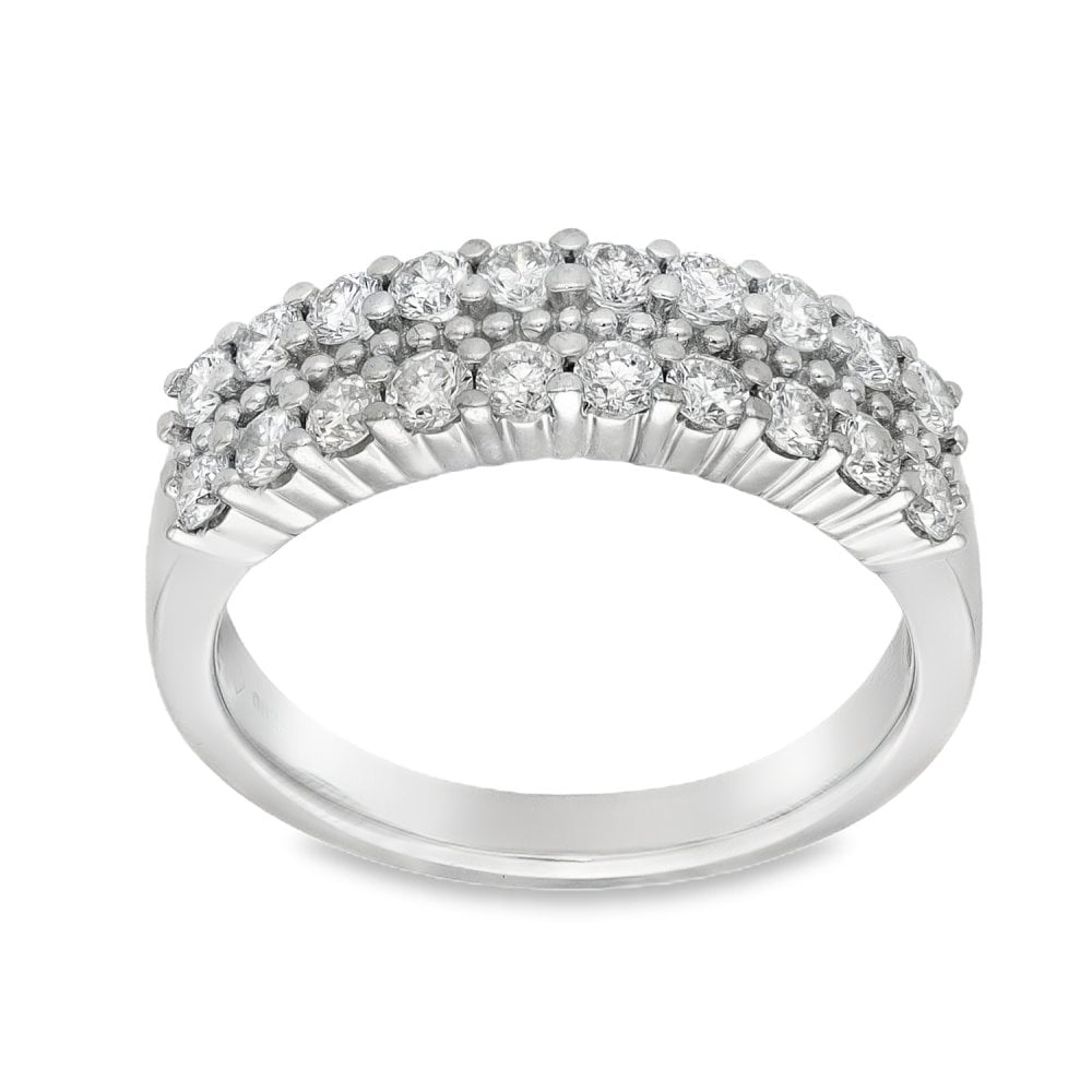 Ladies 18ct White Gold Diamond Row Ring - Size L - 0.80ct