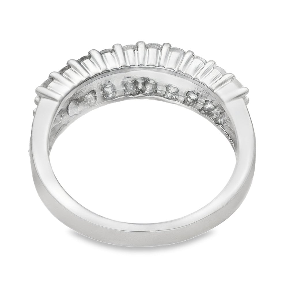 Ladies 18ct White Gold Diamond Row Ring - Size L - 0.80ct