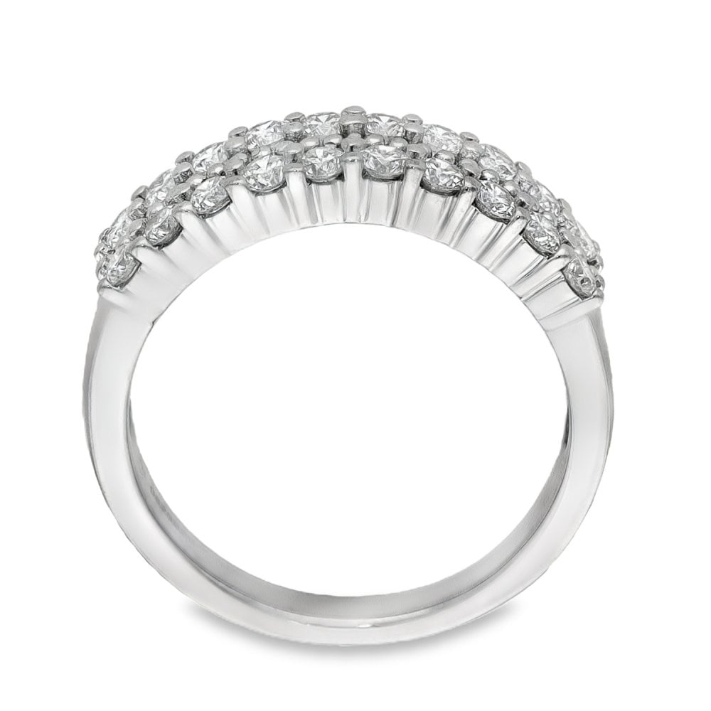 Ladies 18ct White Gold Diamond Row Ring - Size L - 0.80ct