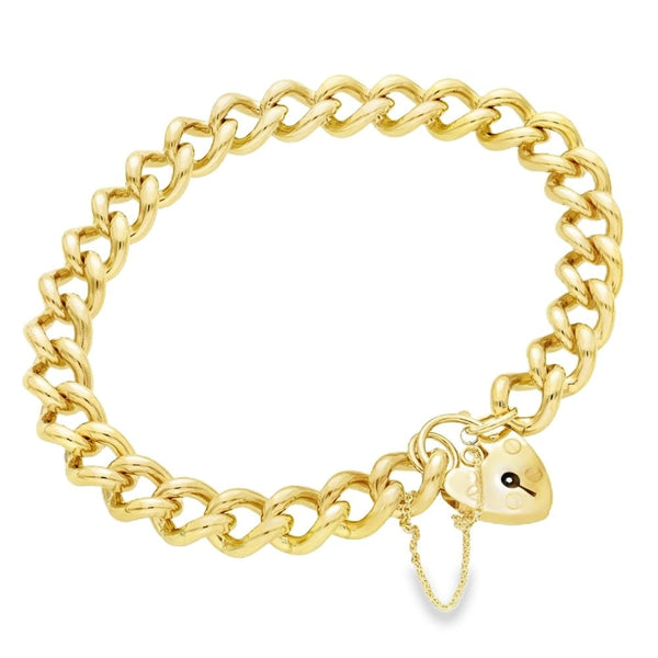 9ct Yellow Gold Heavy Curb Bracelet - 8" - 42.5g