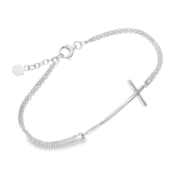 Silver Double Row Cross Bracelet - 3.6g