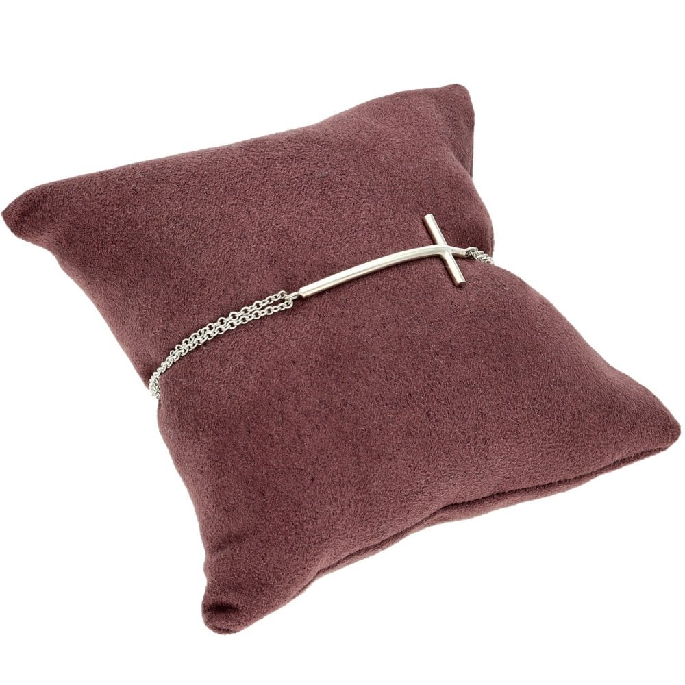 Silver Double Row Cross Bracelet - 3.6g