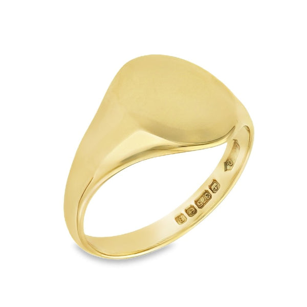 Gents 9ct Yellow Gold Oval Signet Ring - Size U - 14mm