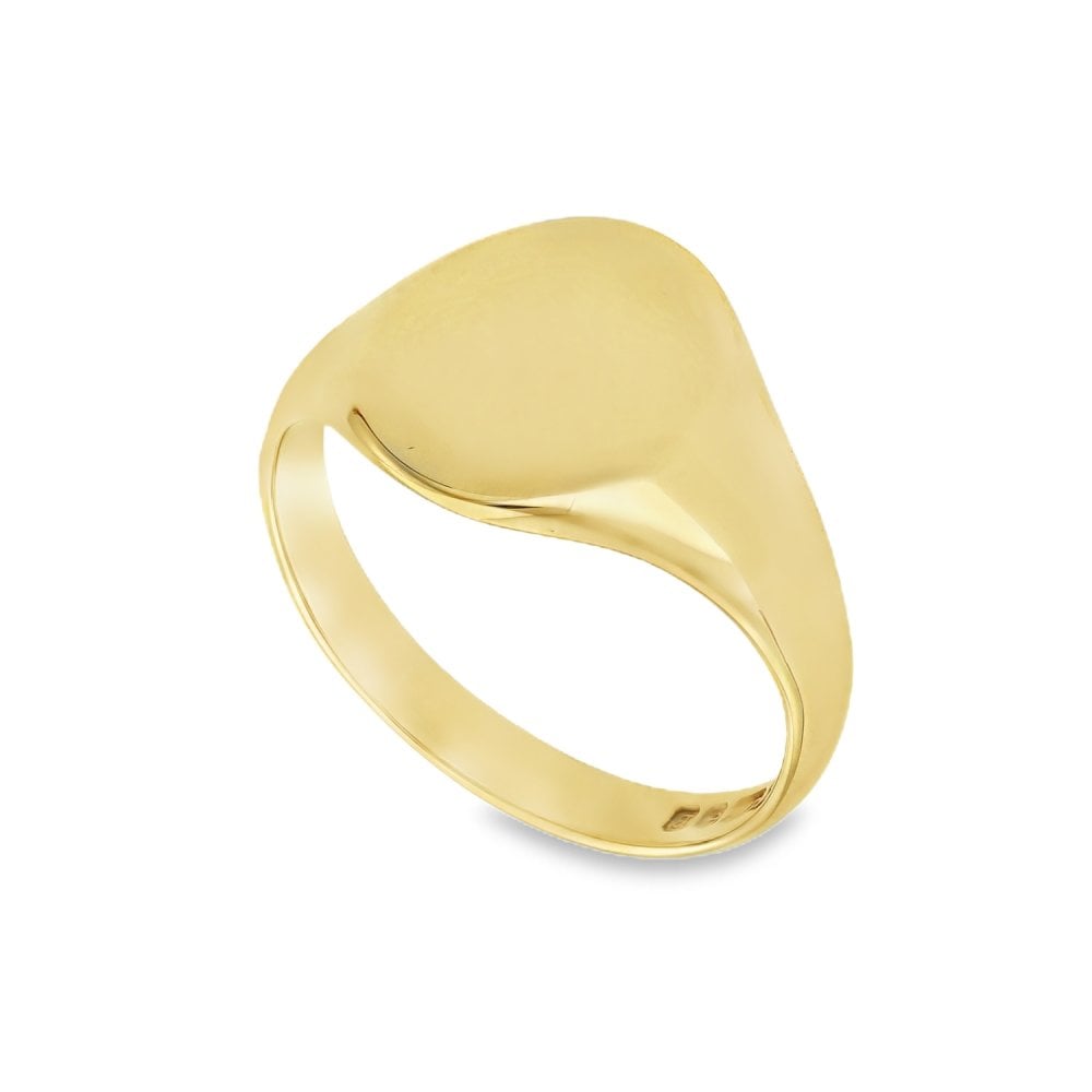 Gents 9ct Yellow Gold Oval Signet Ring - Size U - 14mm