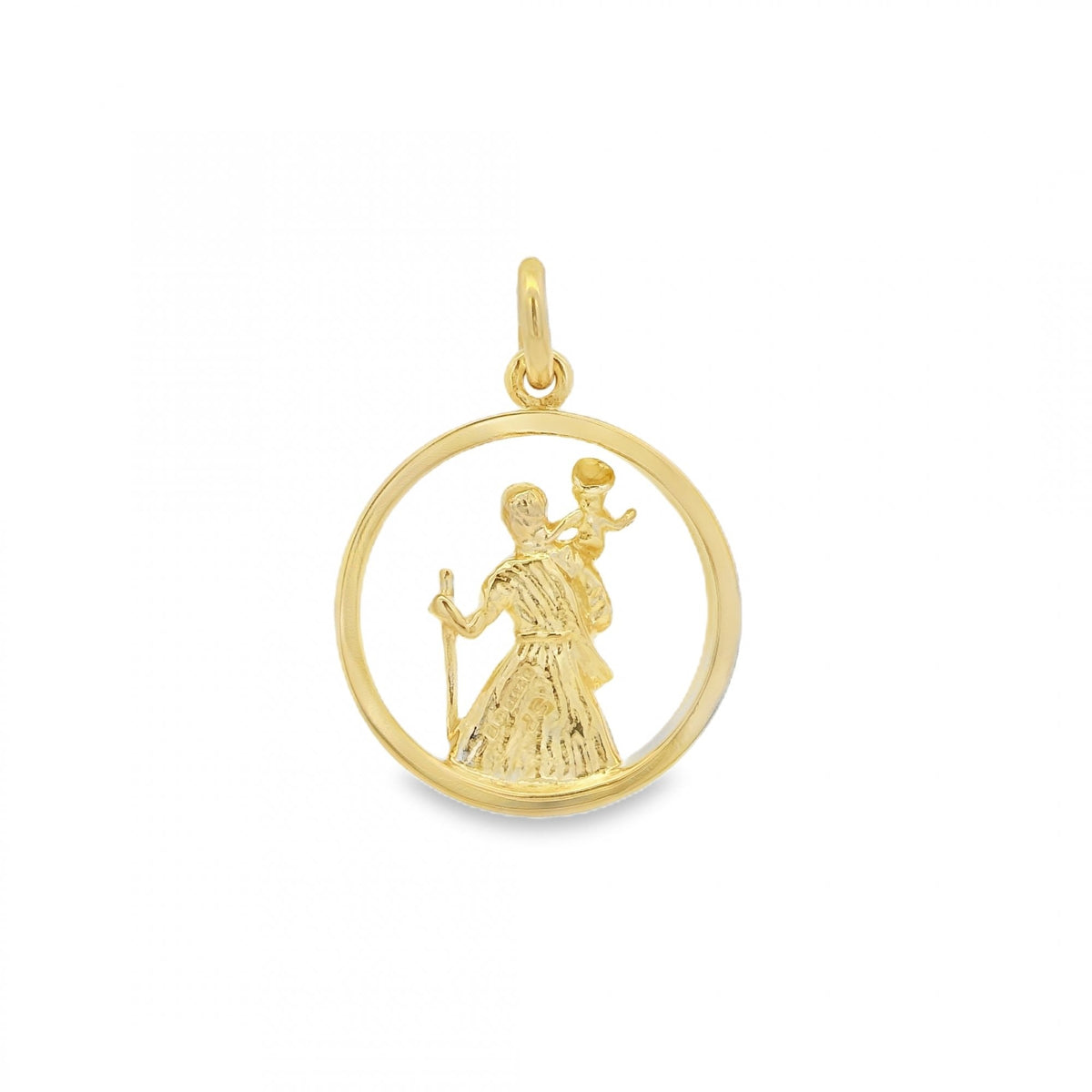 9ct Yellow Gold Open Round St. Christopher Pendant - 4.6g
