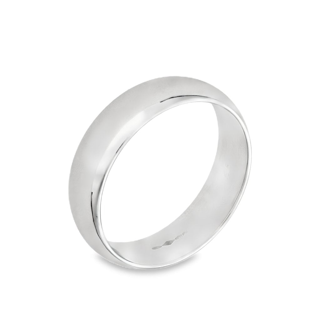 Platinum 6mm D-Shape Wedding Band - Size S - 9.8g