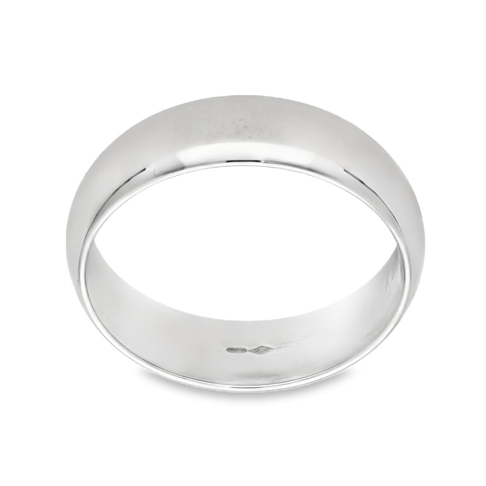 Platinum 6mm D-Shape Wedding Band - Size S - 9.8g