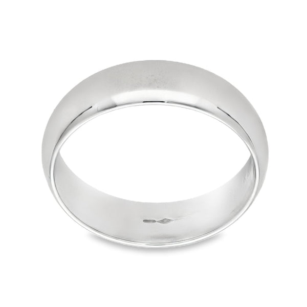 Platinum 6mm D-Shape Wedding Band - Size S - 9.8g