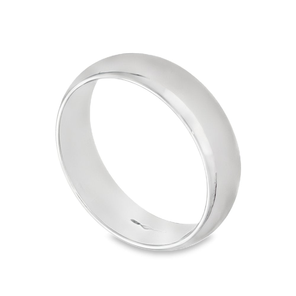 Platinum 6mm D-Shape Wedding Band - Size S - 9.8g