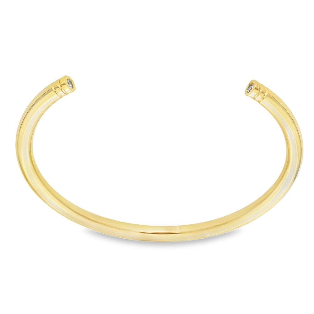 9ct Yellow Gold Diamond Set Cuff Bangle - 19.5cm - 0.20ct