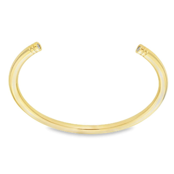 9ct Yellow Gold Diamond Set Cuff Bangle - 19.5cm - 0.20ct