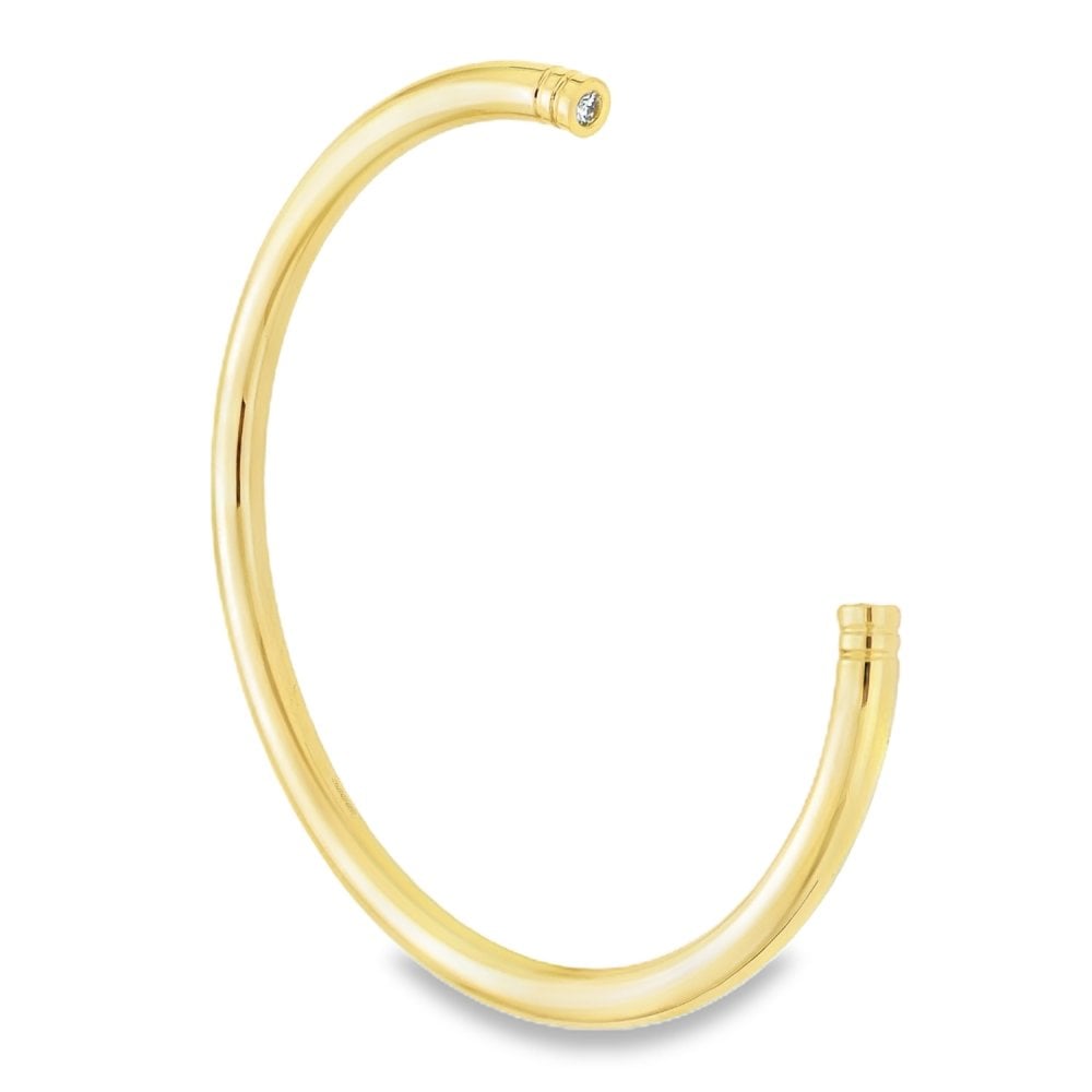 9ct Yellow Gold Diamond Set Cuff Bangle - 19.5cm - 0.20ct