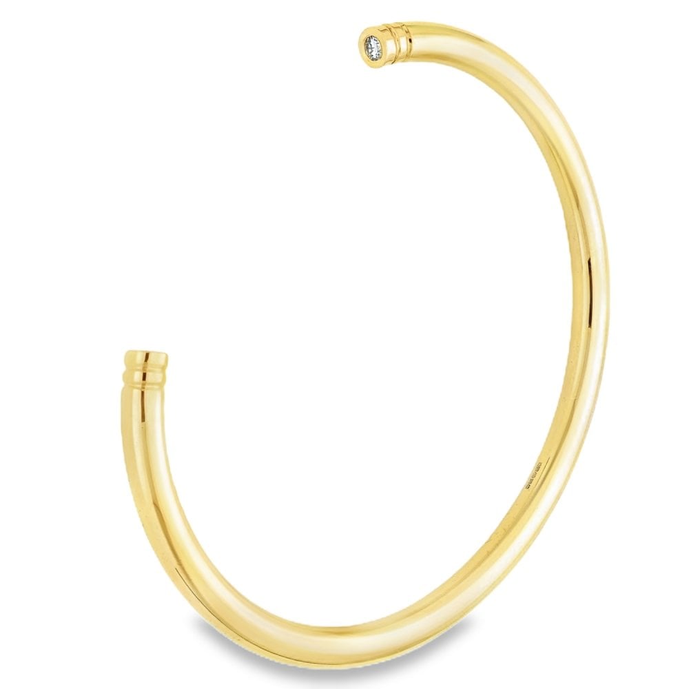 9ct Yellow Gold Diamond Set Cuff Bangle - 19.5cm - 0.20ct