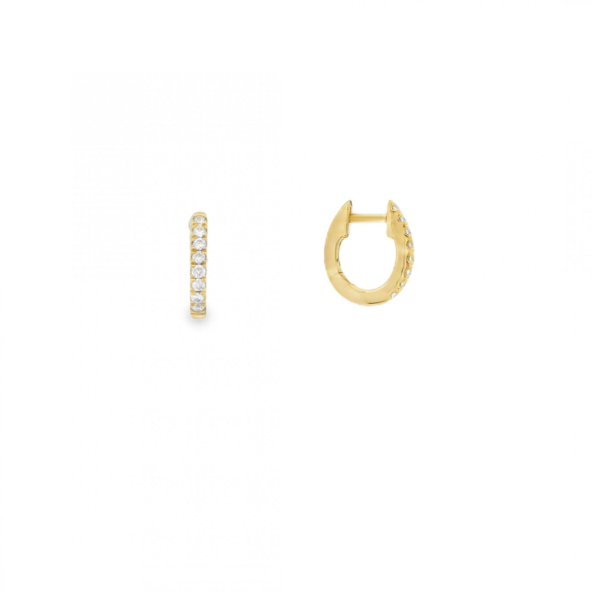Ladies 18ct Yellow Gold Oval Diamond Huggie Earrings - 0.16ct