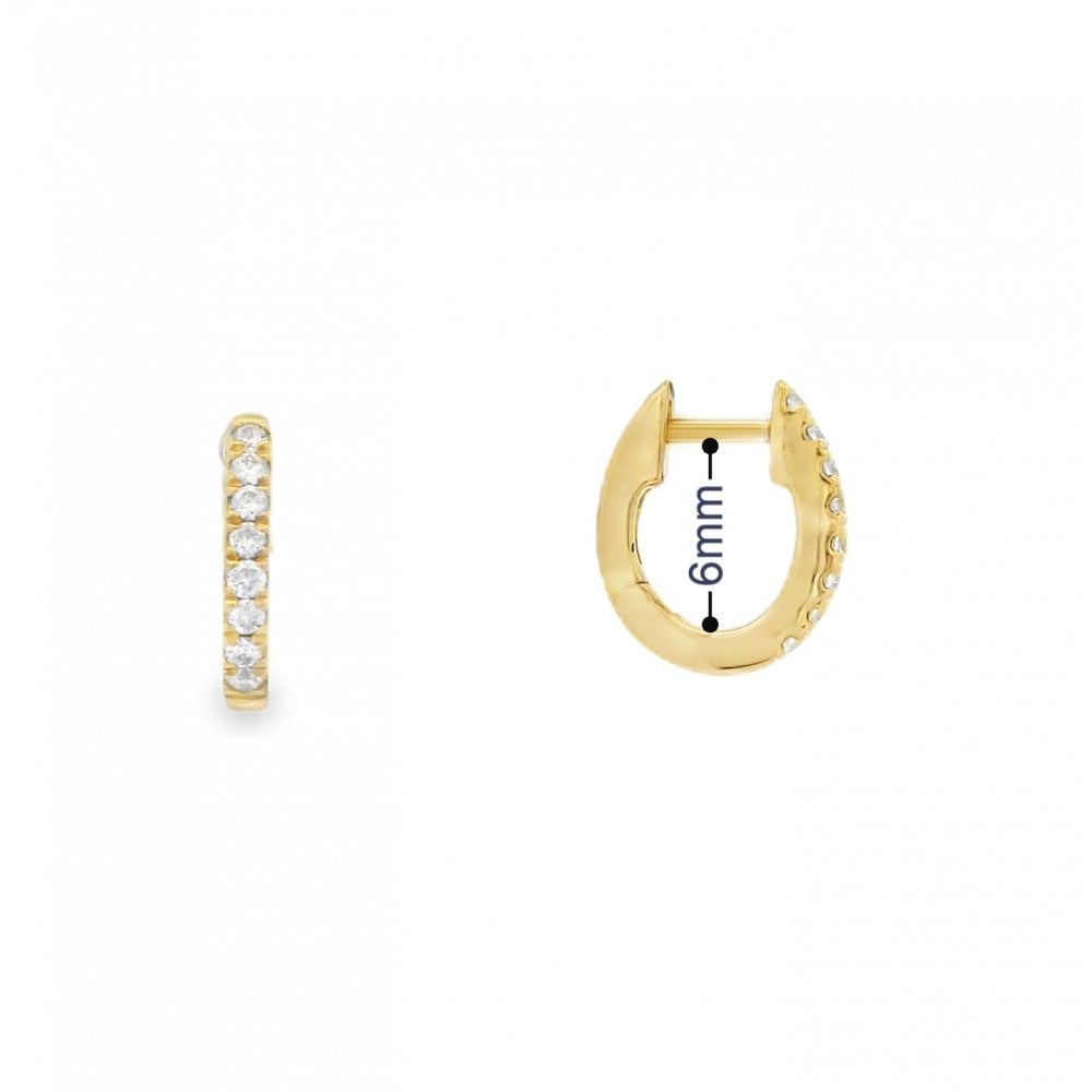 Ladies 18ct Yellow Gold Oval Diamond Huggie Earrings - 0.16ct