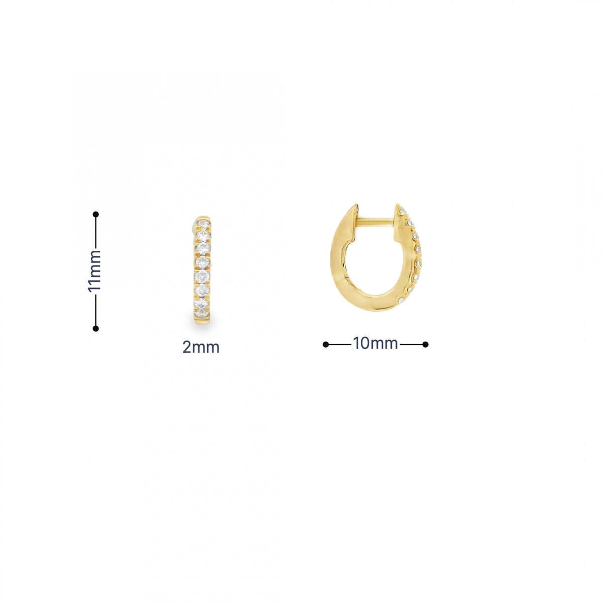 Ladies 18ct Yellow Gold Oval Diamond Huggie Earrings - 0.16ct