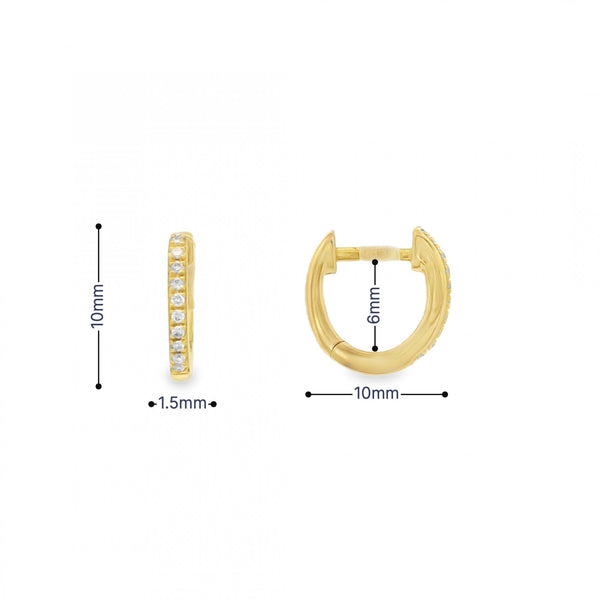 Ladies 18ct Yellow Gold Diamond Huggie Earrings - 0.06ct