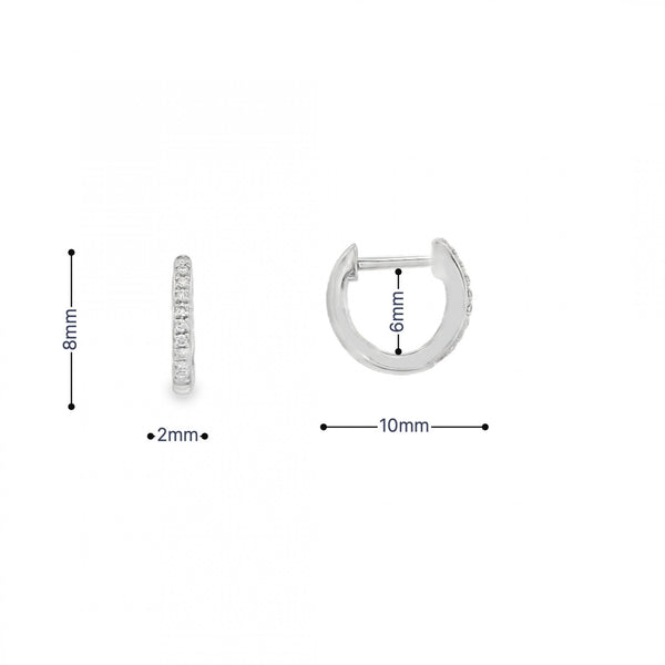 Ladies 18ct White Gold Diamond Huggie Earrings - 0.06ct