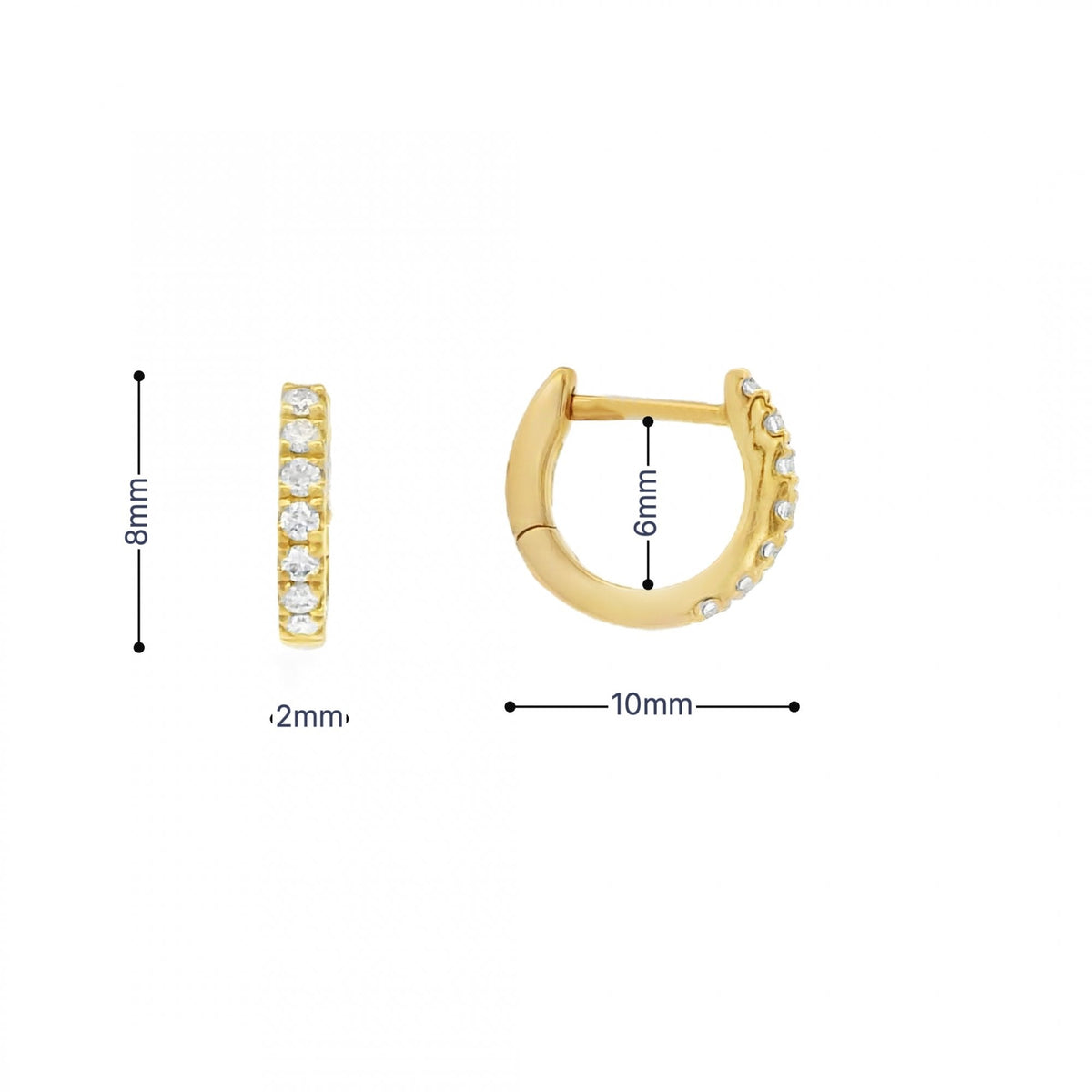 Ladies 18ct Yellow Gold Diamond Huggie Earrings - 0.15ct