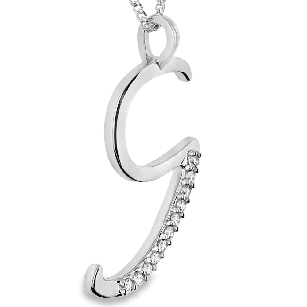 9ct Gold Diamond Initial Pendant & Chain