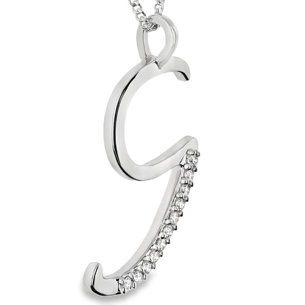 9ct Gold Diamond Initial Pendant & Chain