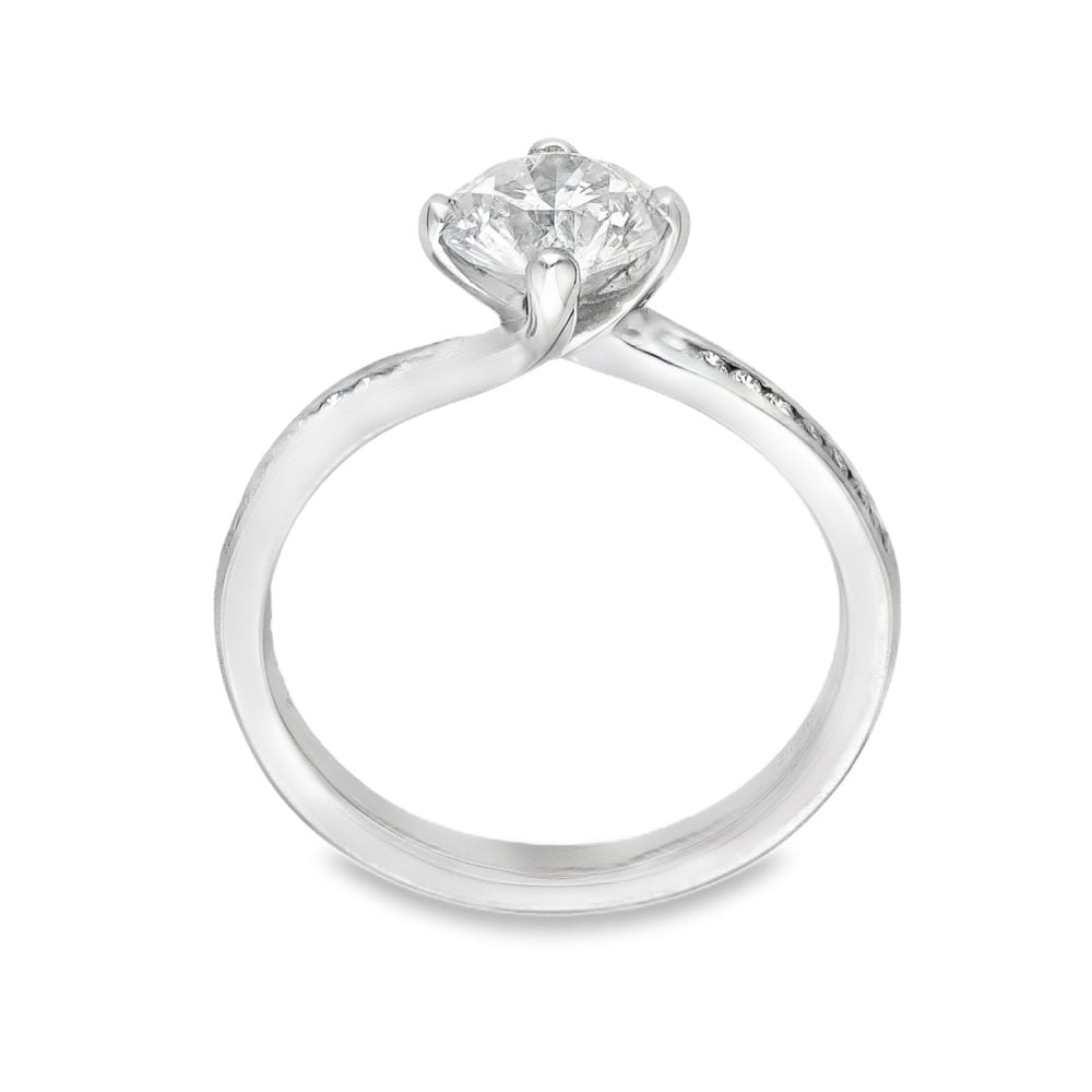Ladies 18ct White Gold 1.17ct Diamond Twist Ring - Size K½